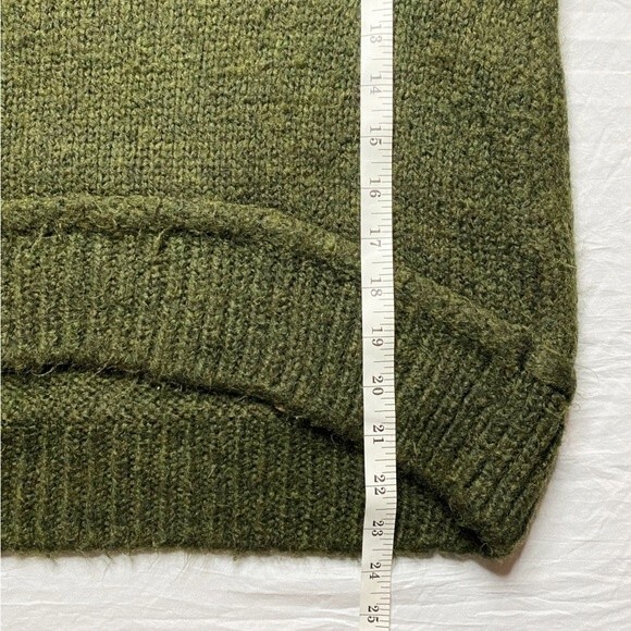 Topshop Green Turtleneck Sweater Chunky Ribbed Button Details Size 4-6 - Picture 8 of 8